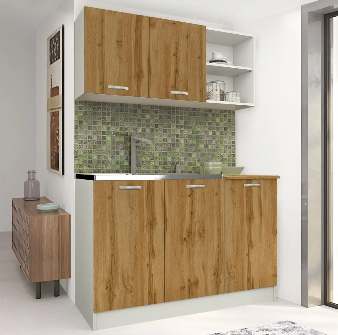 Bucatarie Haaus Ara 1.2m (White/Wotan Oak)