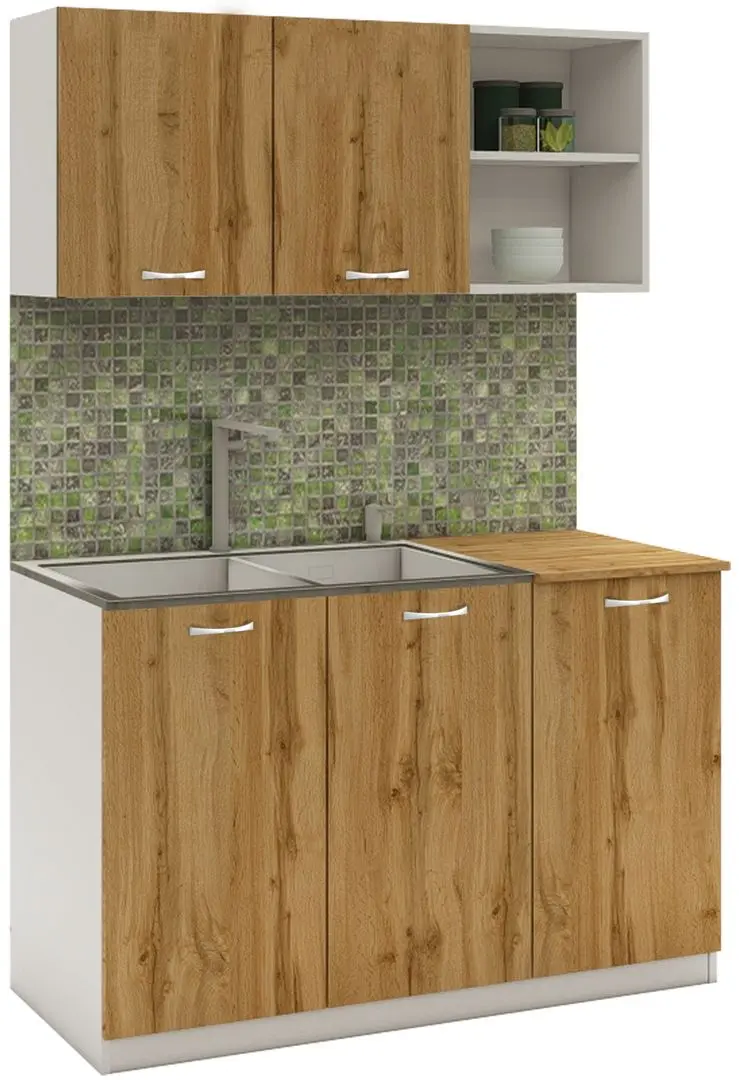 Bucatarie Haaus Ara 1.2m (White/Wotan Oak)