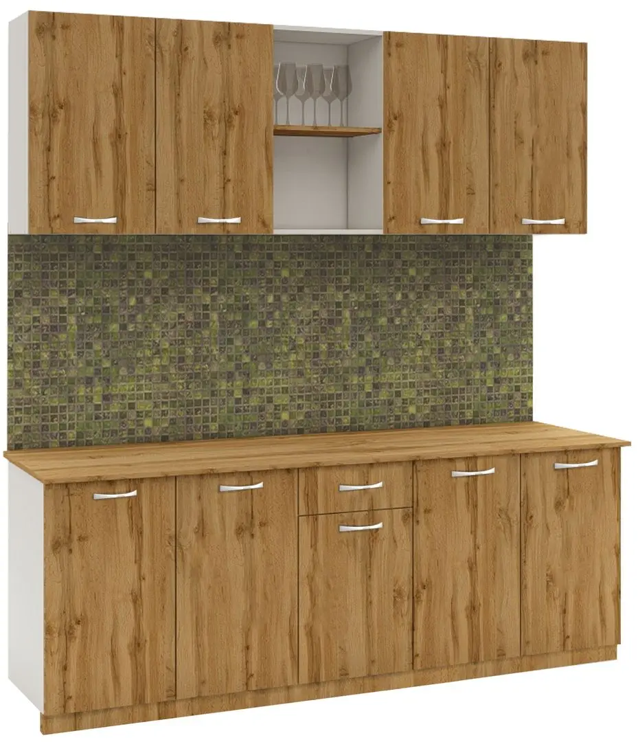 Bucatarie Haaus Nisa 2.0m (White/Wotan Oak) - 2