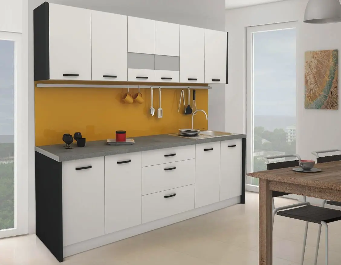 Bucatarie Haaus Lima 2.35m (White/White Gloss)