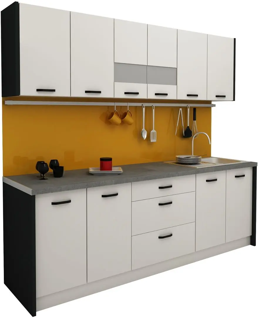 Bucatarie Haaus Lima 2.35m (White/White Gloss) - 2