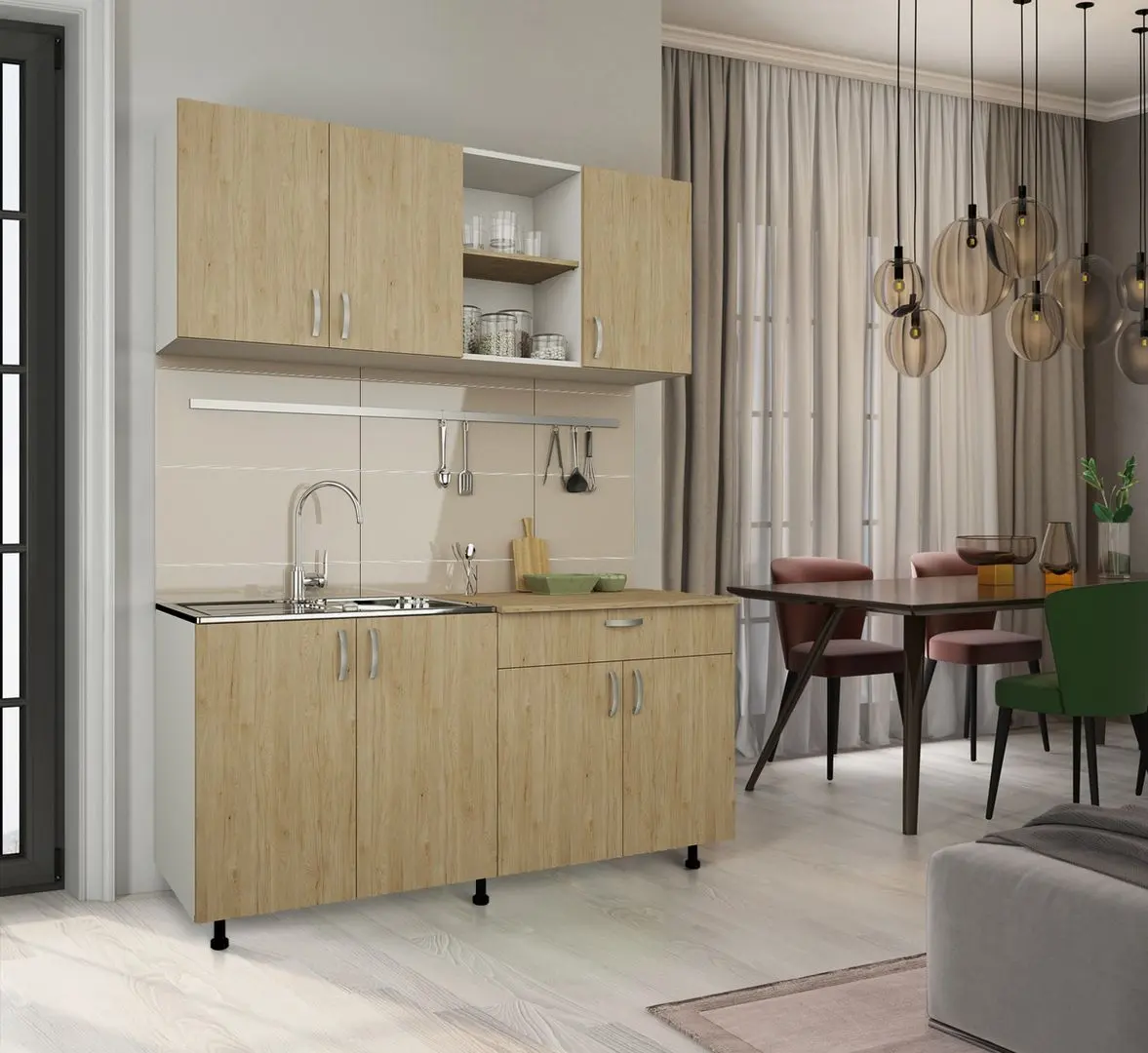 Кухня Haaus Roma 1.6м (White/Natural Wood)