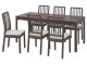 Set masa scaune Ikea Ekedalen/Orrsta 120/180cm 1+6 (Maro inchis/Gri)