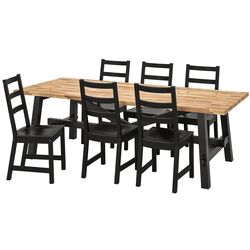 Обеденный набор Ikea Skogsta/Nordviken 235x100см 1+6 (Акация/Черный) Thumb