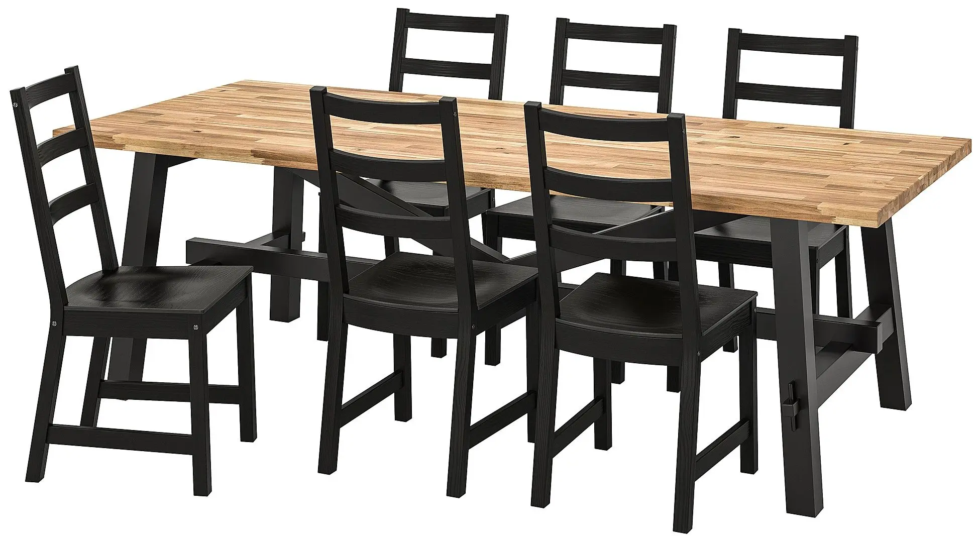 Обеденный набор Ikea Skogsta/Nordviken 235x100см 1+6 (Акация/Черный)