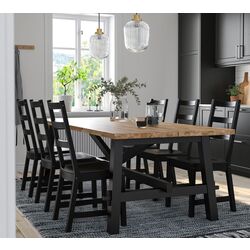 Set masa scaune Ikea Skogsta/Nordviken 235x100cm 1+6 (Acacia/Negru)