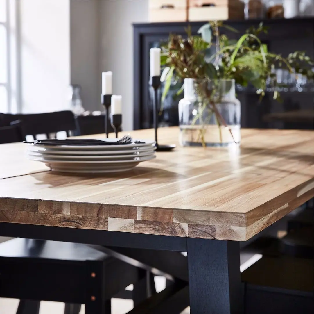 Обеденный набор Ikea Skogsta/Nordviken 235x100см 1+6 (Акация/Черный)