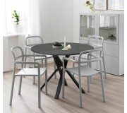 Стол Ikea Mariedamm 105см (Имитация мрамора/Черный)