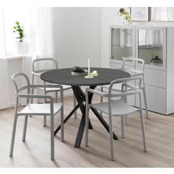 Стол Ikea Mariedamm 105см (Имитация мрамора/Черный)