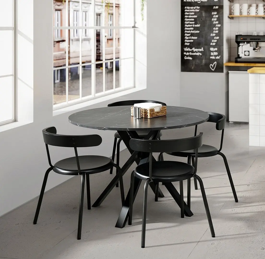 Masa Ikea Mariedamm 105cm (Aspect marmura/Negru)