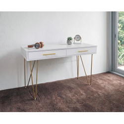 Masa auxiliara DP Mia cu sertar (White/Gold)