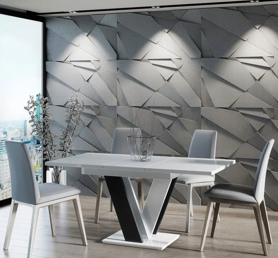 Masa extensibila Prospero Masiv (White Gloss/Black Gloss)