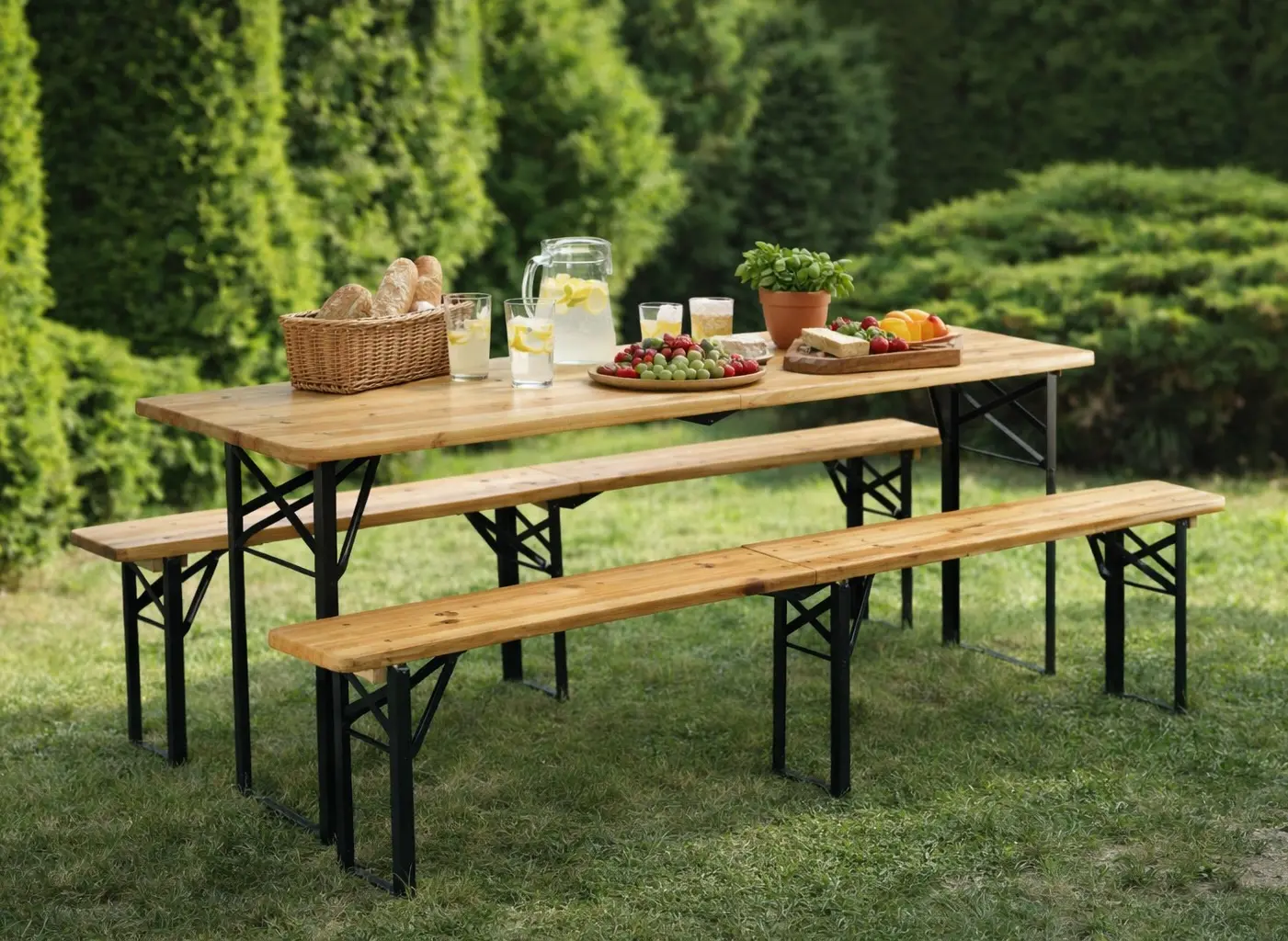 Set mobilier de gradina GardenLine MEB2745 (Wood/Black)