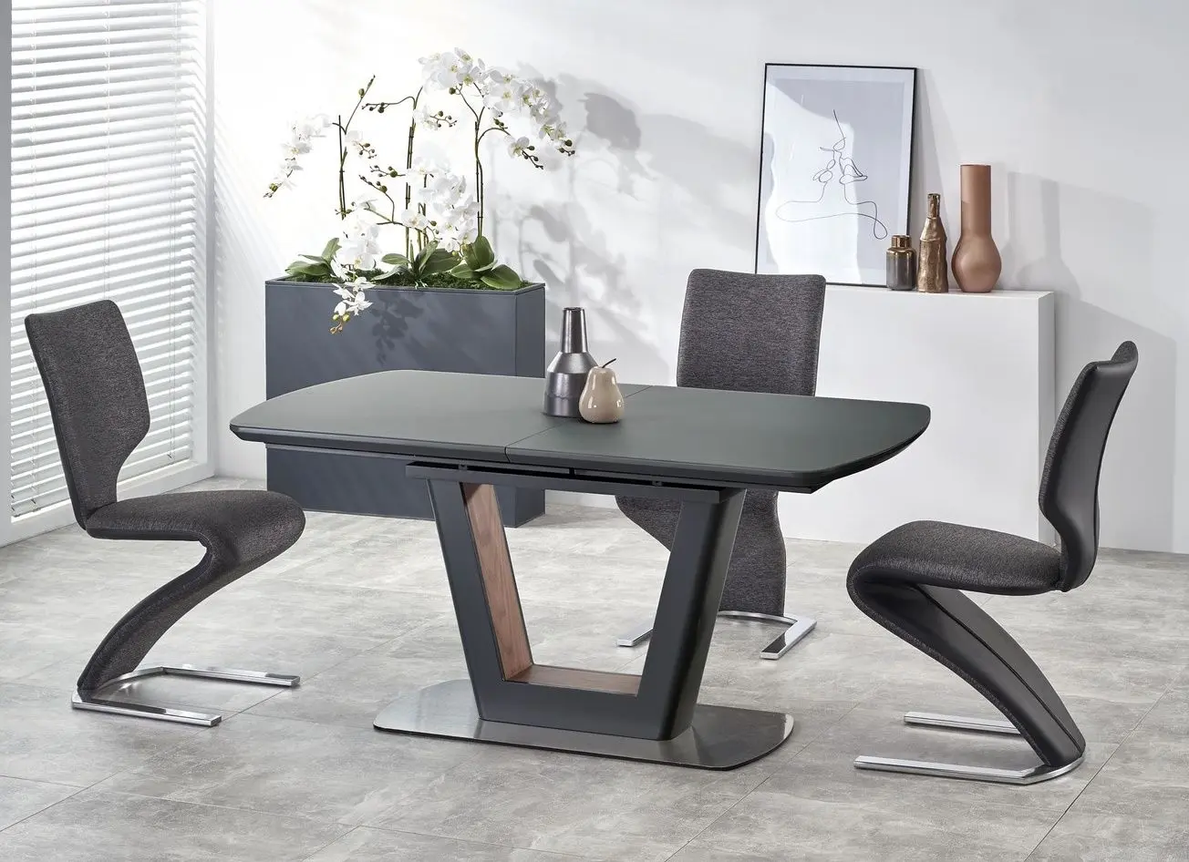 Masa extensibila Halmar Bilotti (Anthracite Matt/Walnut)
