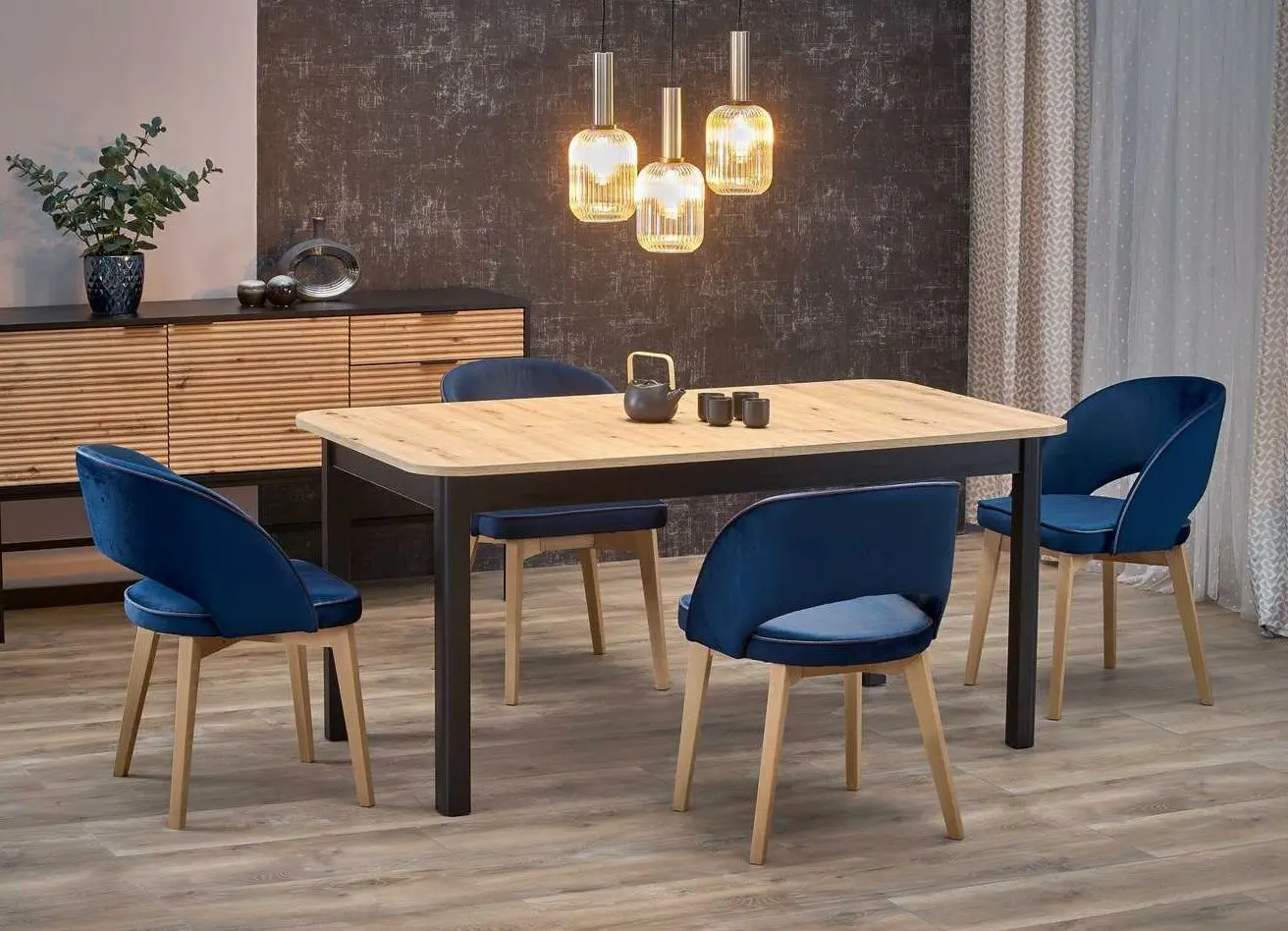 Стол раскладной Halmar Florian (Artisan Oak/Black)