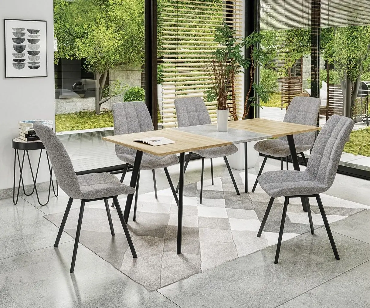 Стол раскладной Halmar Albon 120/160cm (Sonoma Oak/Gray/Black)