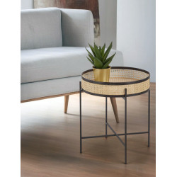 Masa pentru reviste Halmar Lanipa (Black/Natural Rattan)
