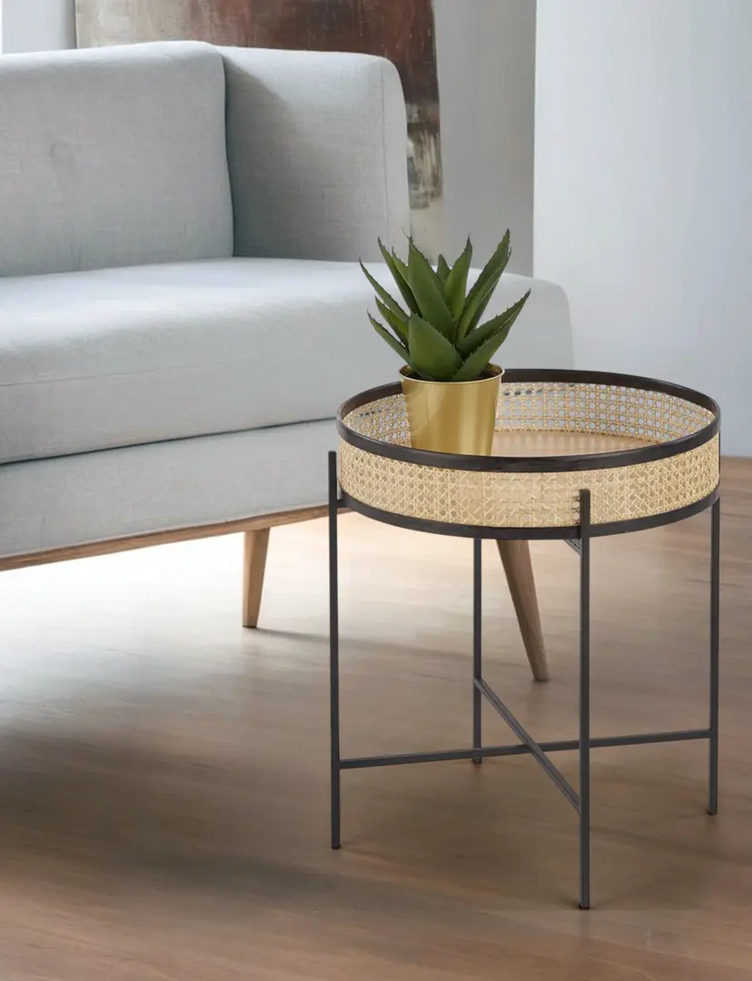 Masa pentru reviste Halmar Lanipa (Black/Natural Rattan)