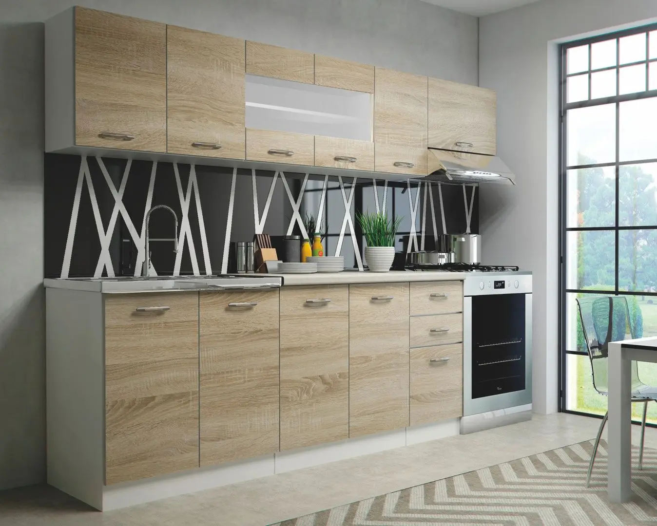 Bucatarie Halmar Perla 2.6m (Sonoma Oak/White)