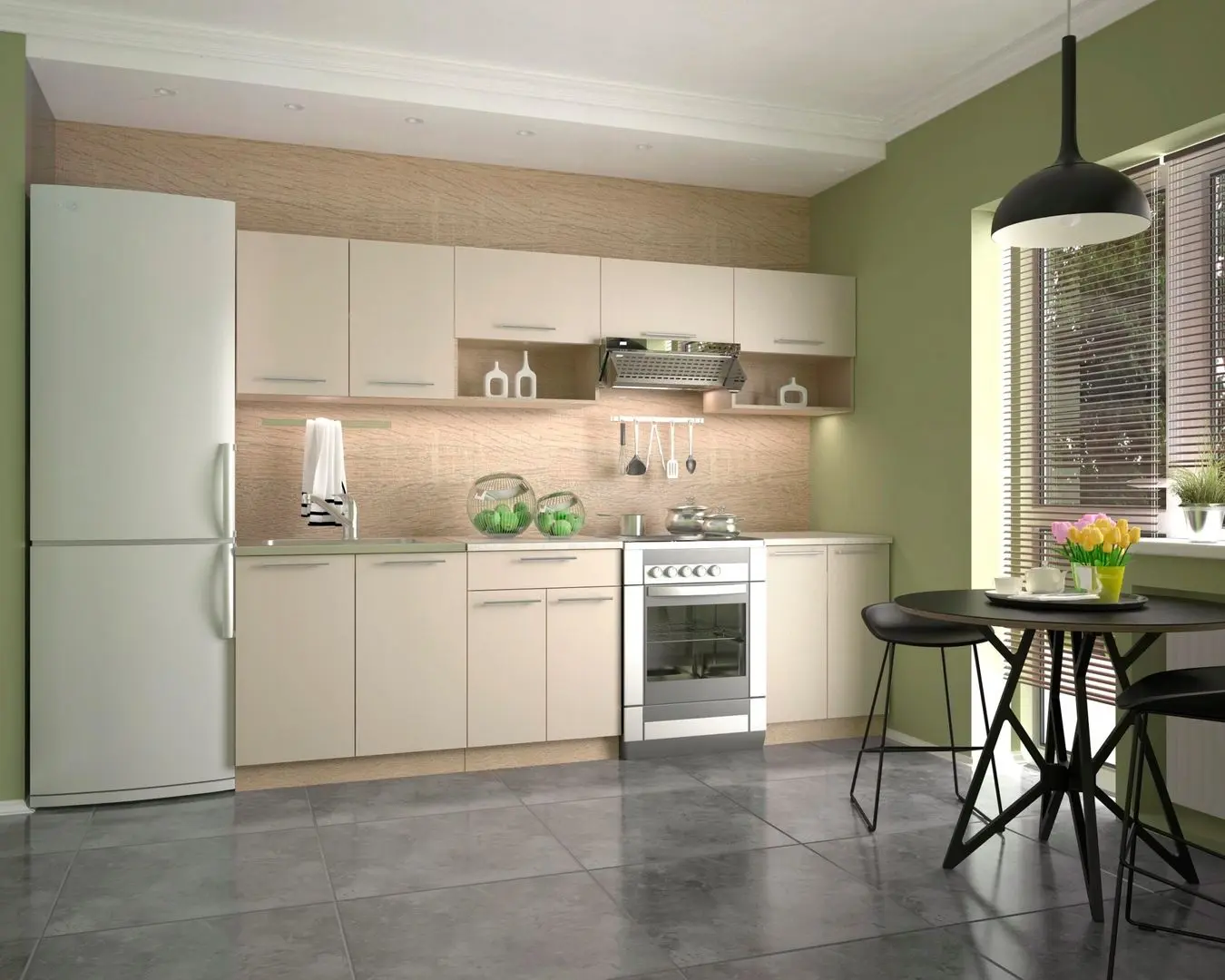 Bucatarie Halmar Viola 2.6m (Vanilla/Sonoma Oak)