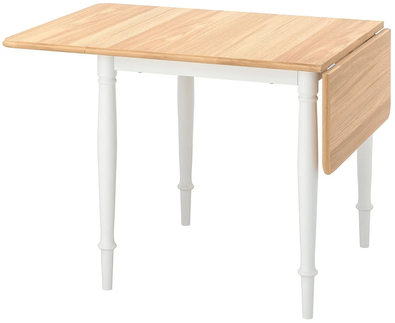 Set masa scaune Ikea Danderyd/Ingolf 74/134x80cm 1+2 (Furnir stejar/Alb) - 3