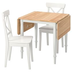 Set masa scaune Ikea Danderyd/Ingolf 74/134x80cm 1+2 (Furnir stejar/Alb) Thumb