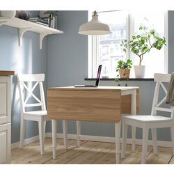 Set masa scaune Ikea Danderyd/Ingolf 74/134x80cm 1+2 (Furnir stejar/Alb) Thumb