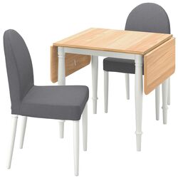Обеденный набор Ikea Danderyd/Vissle 74/134x80см 1+2 (Шпон дуба/Белый/Серый) Thumb