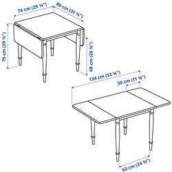 Обеденный набор Ikea Danderyd/Vissle 74/134x80см 1+2 (Шпон дуба/Белый/Серый) Thumb