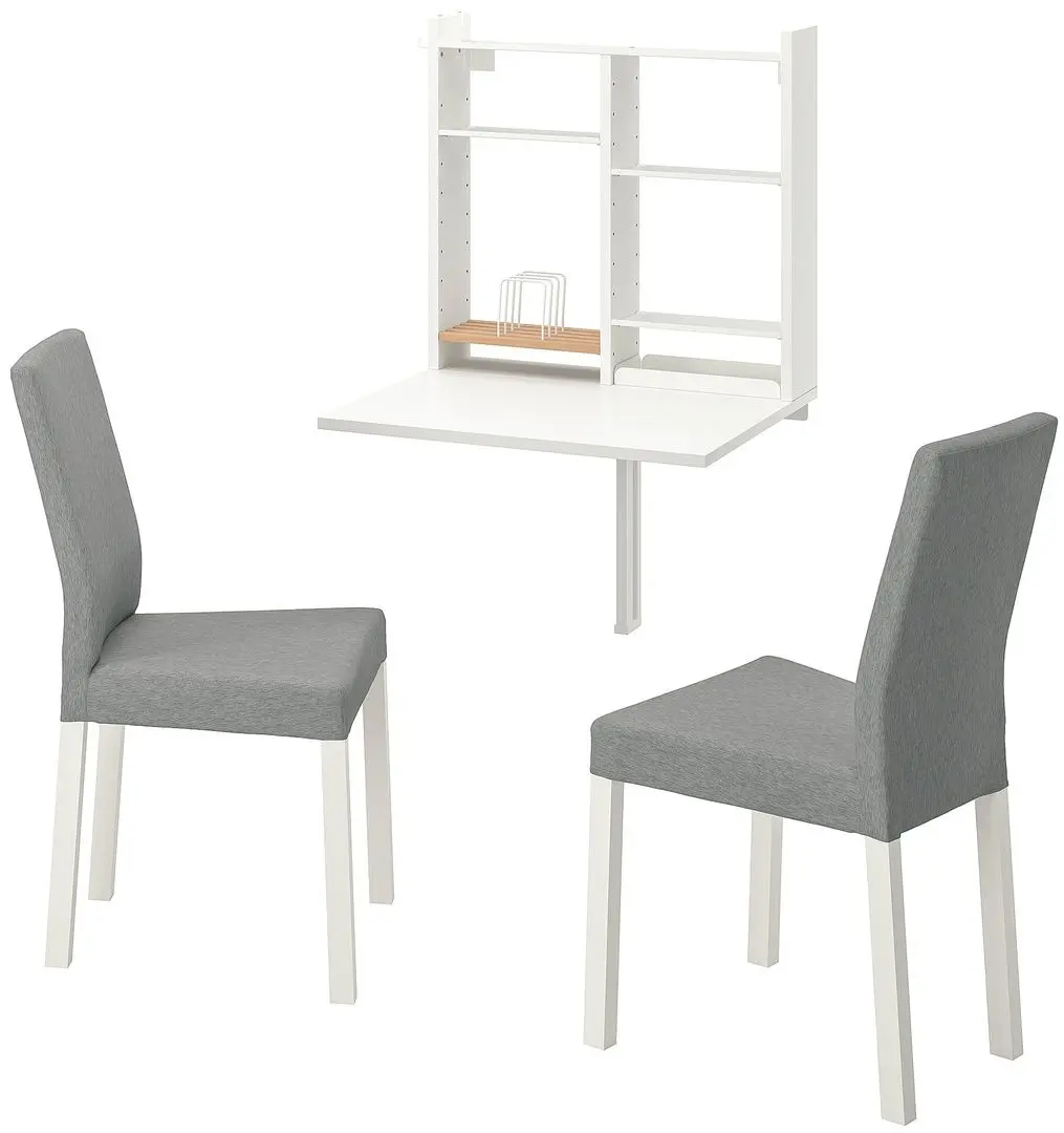 Обеденный набор Ikea Norberg/Kattil/Knisa 1+2 (Белый/Серый)