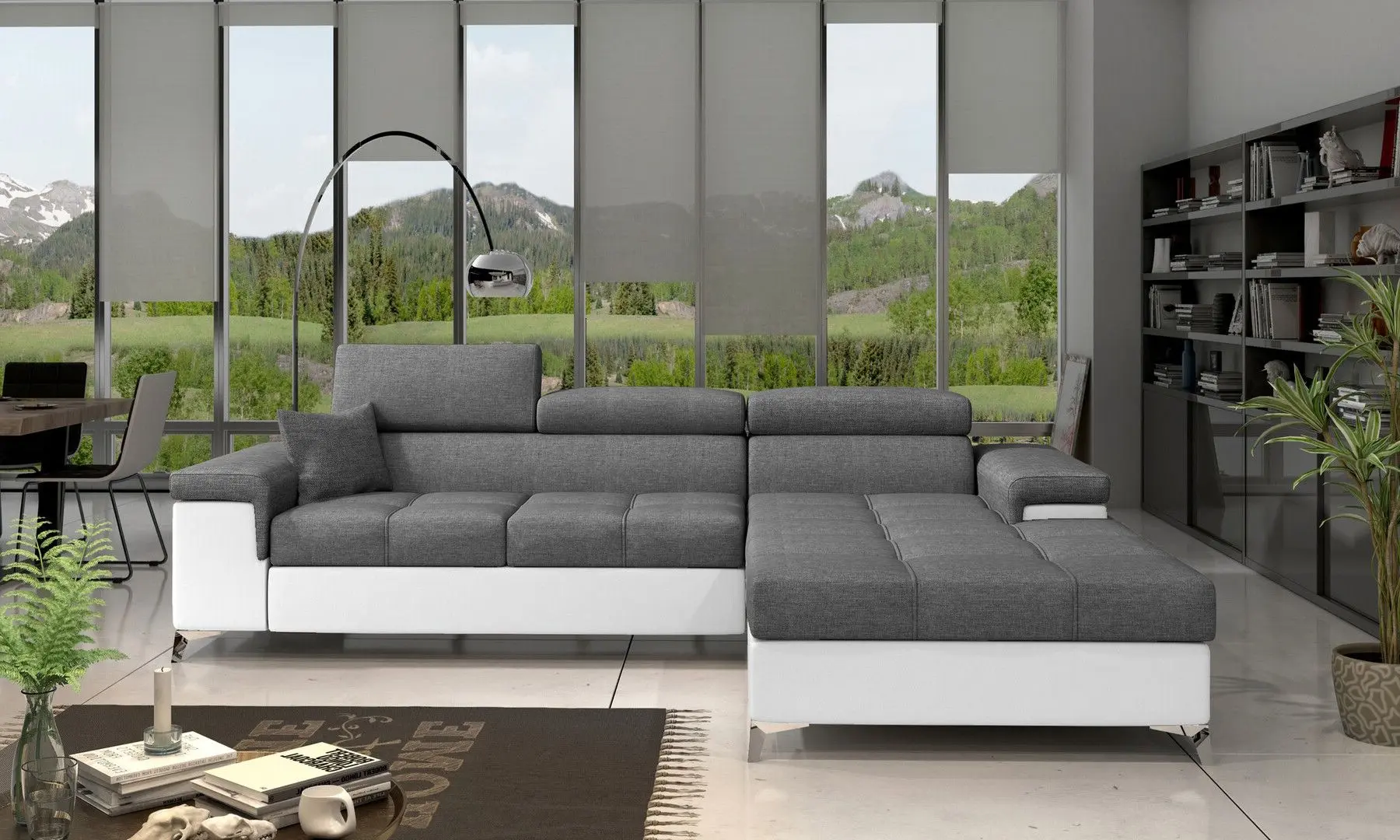 Canapea de colt Eltap Ricardo Sawana 05/Soft 17 Right (Gray Dark/White)