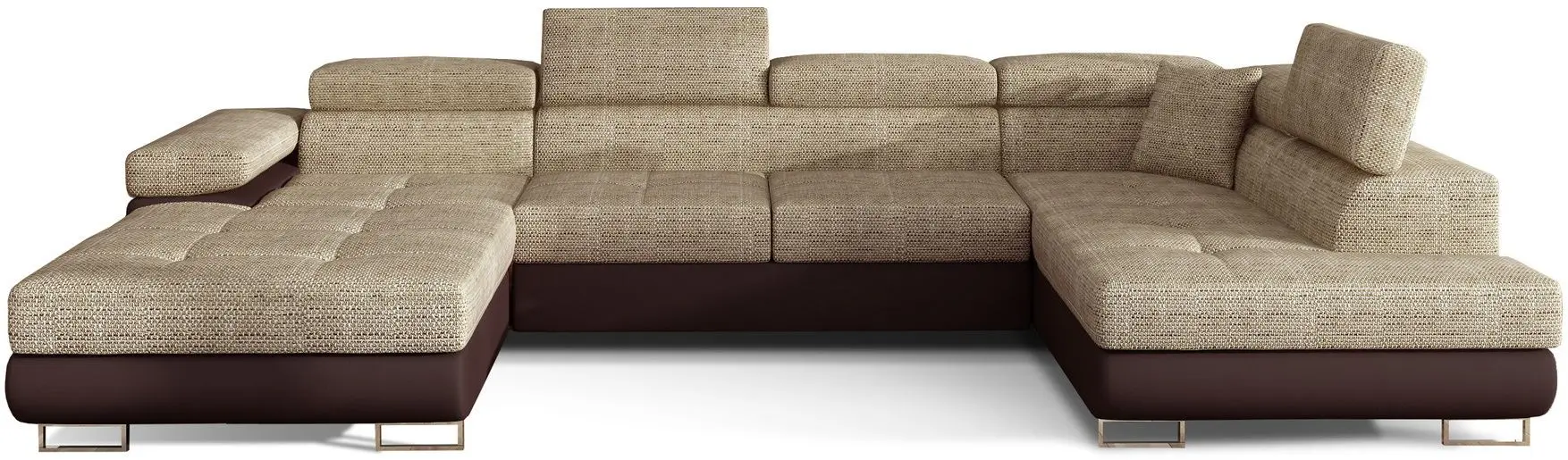 Canapea in forma de U Eltap Rodrigo Berlin 03/Soft 66 Right (Beige/Brown Dark) - 2