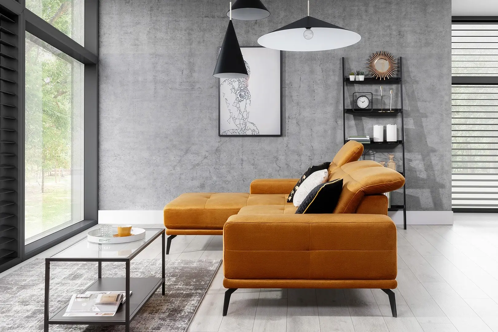 Canapea de colt Eltap Torrense Monolith 48 Left (Orange) - 9