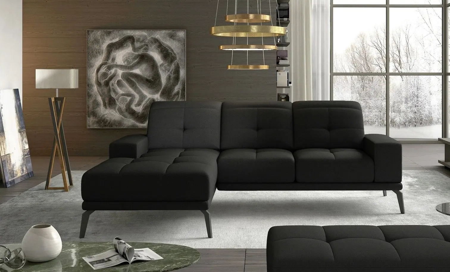 Canapea de colt Eltap Torrense Sawana 14 Left (Black)