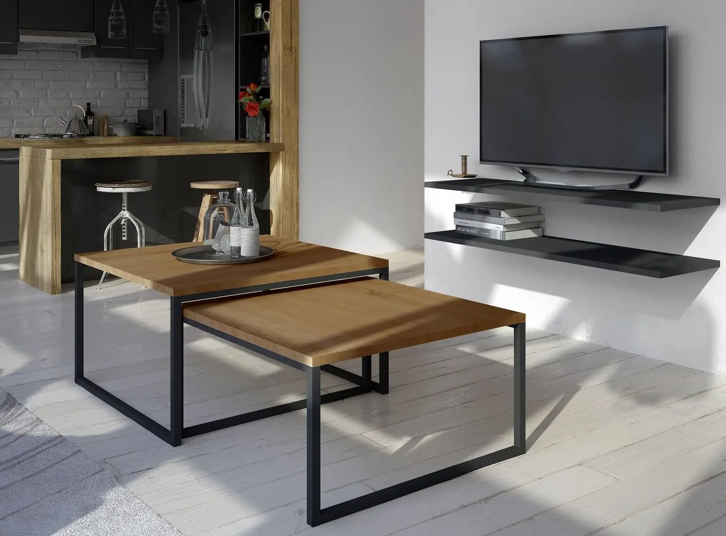 Set mese pentru reviste Eltap Nevio (Walnut Burgundy)