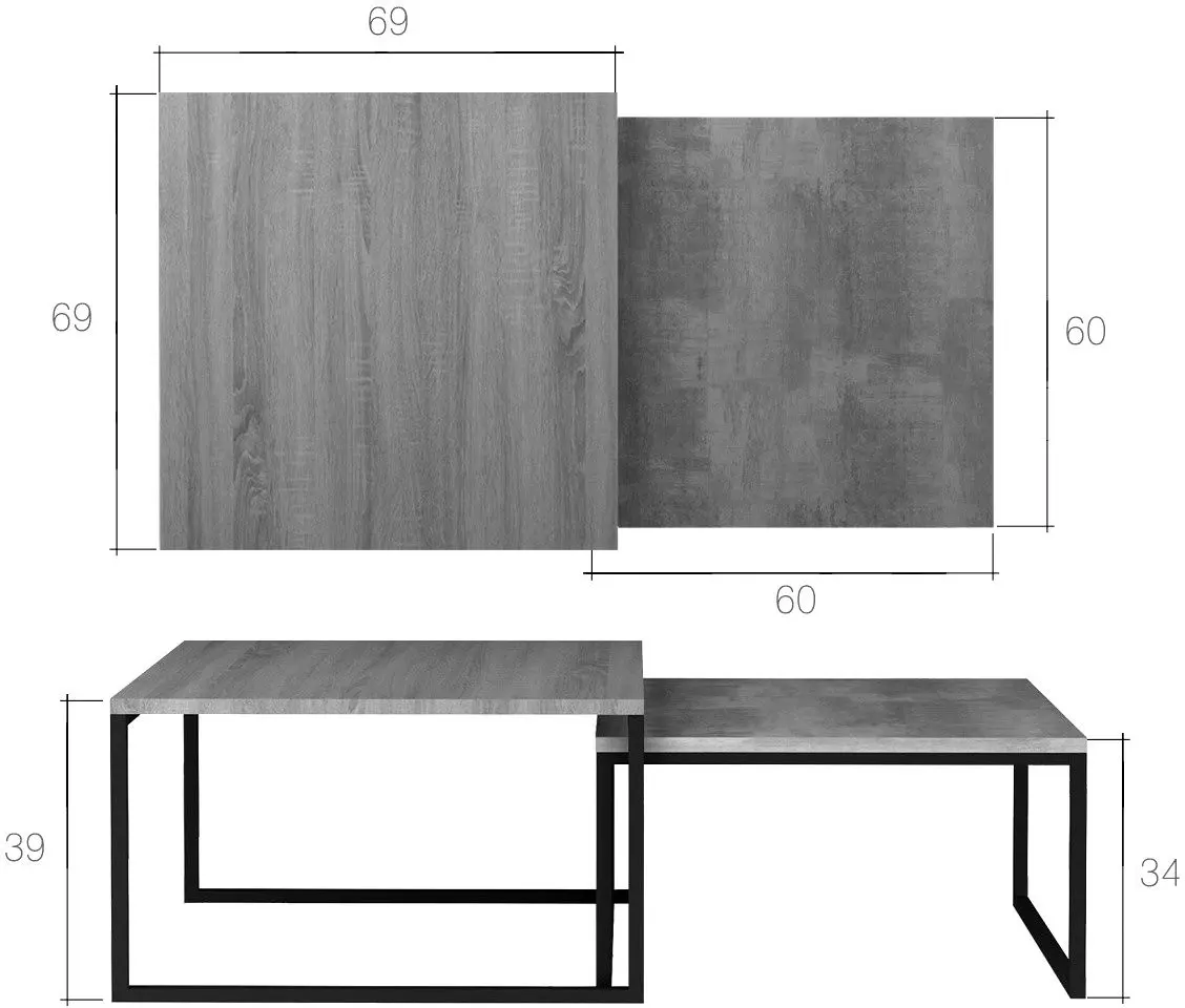 Set mese pentru reviste Eltap Nevio (Walnut Burgundy)