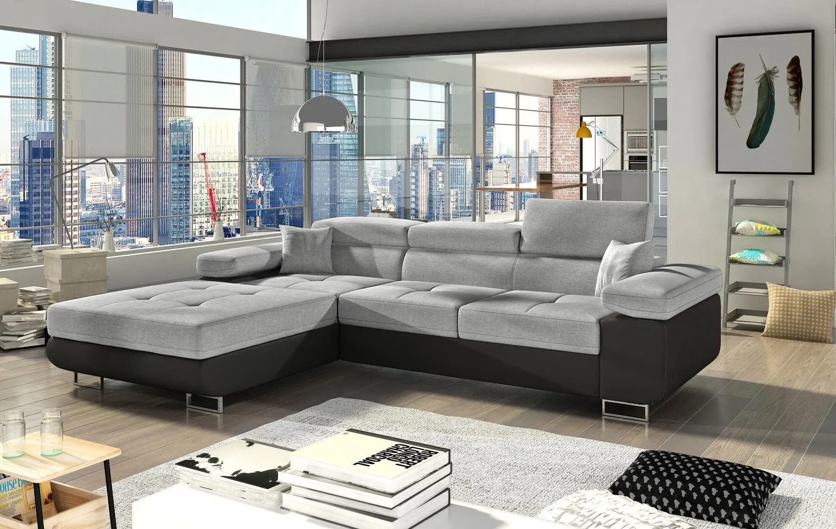 Canapea de colt Eltap Armando Sawana 21/Soft 11 Left (Gray/Black)