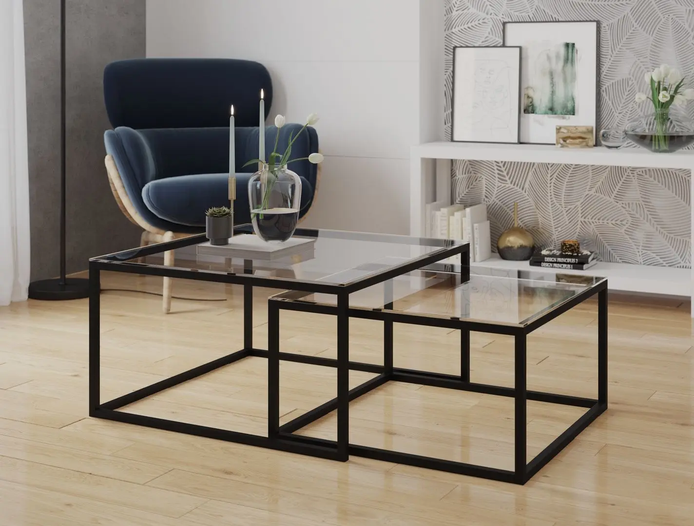 Set masute pentru reviste Eltap Cloue (Black/Transparent)