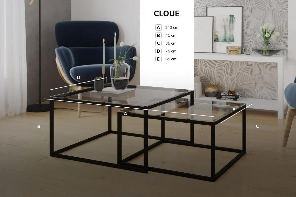 Set masute pentru reviste Eltap Cloue (Black/Transparent)