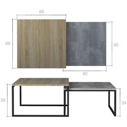 Set mese pentru reviste Eltap Nevio (Beton/Walnut Burgundy) Thumb