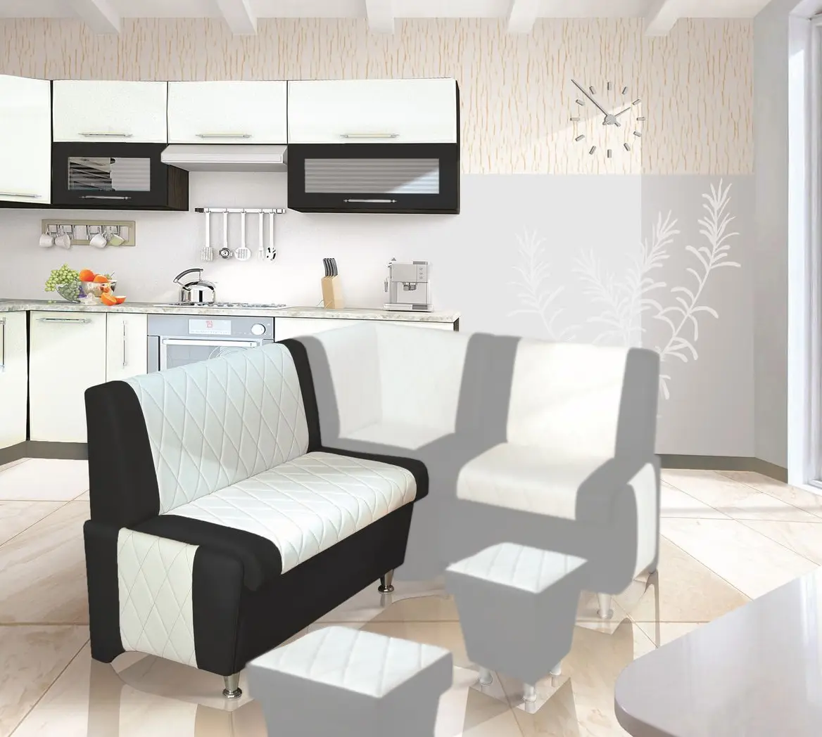 Banca pentru bucatarie modulara Modern Paulin 110 2300/2230 (Snow White/Black)