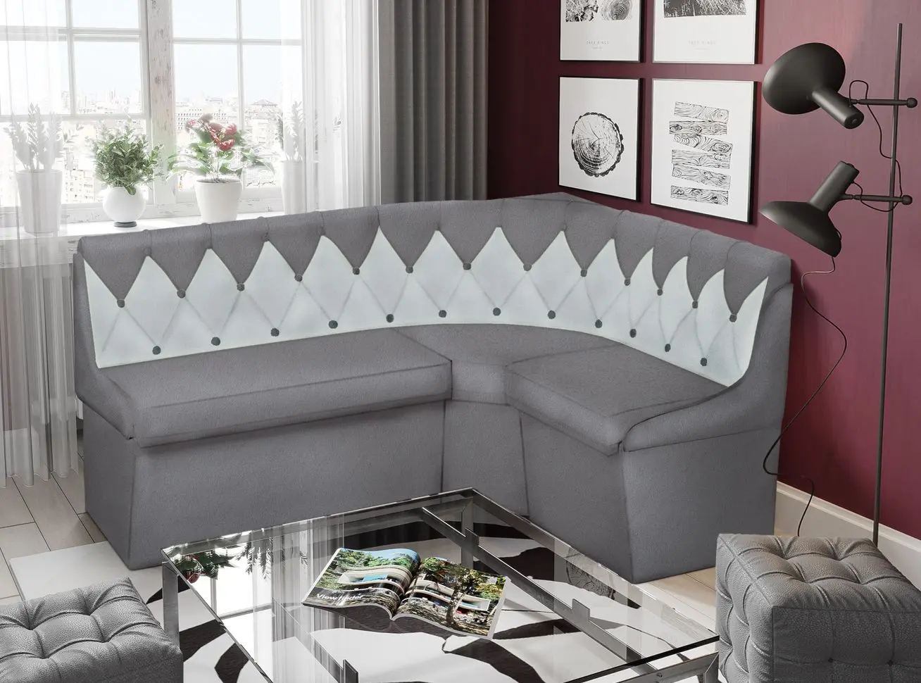 Coltar de bucatarie Modern Orion 2232/2300 (Light Gray/Snow White)