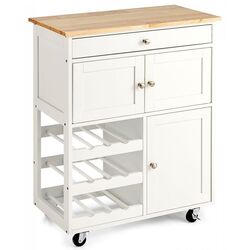 Шкафчик-тележка Costway HW67062WH (White/Natural) Thumb