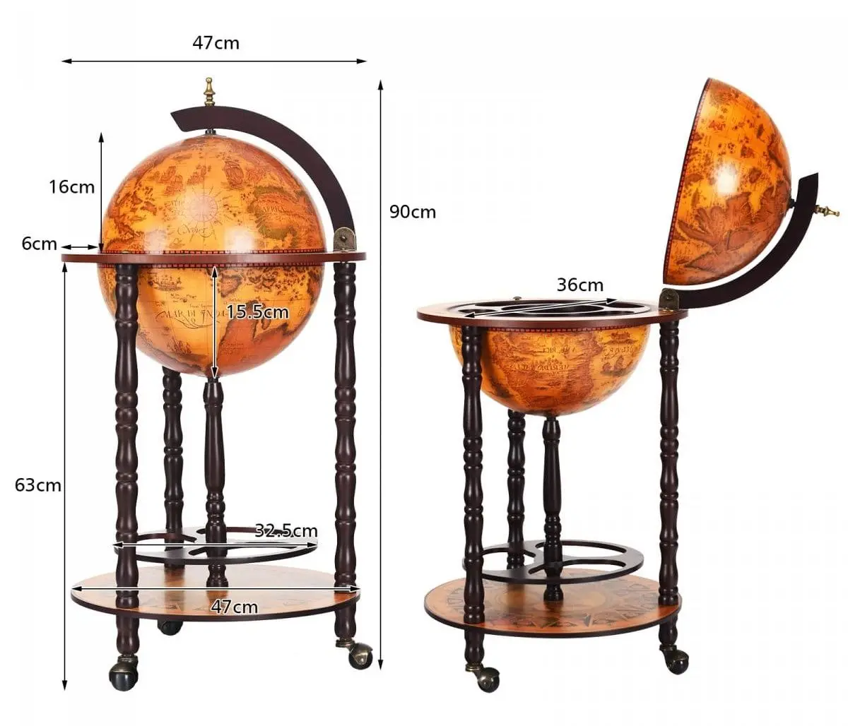 Барный сервировочный стол Costway HW57074 (Brown)