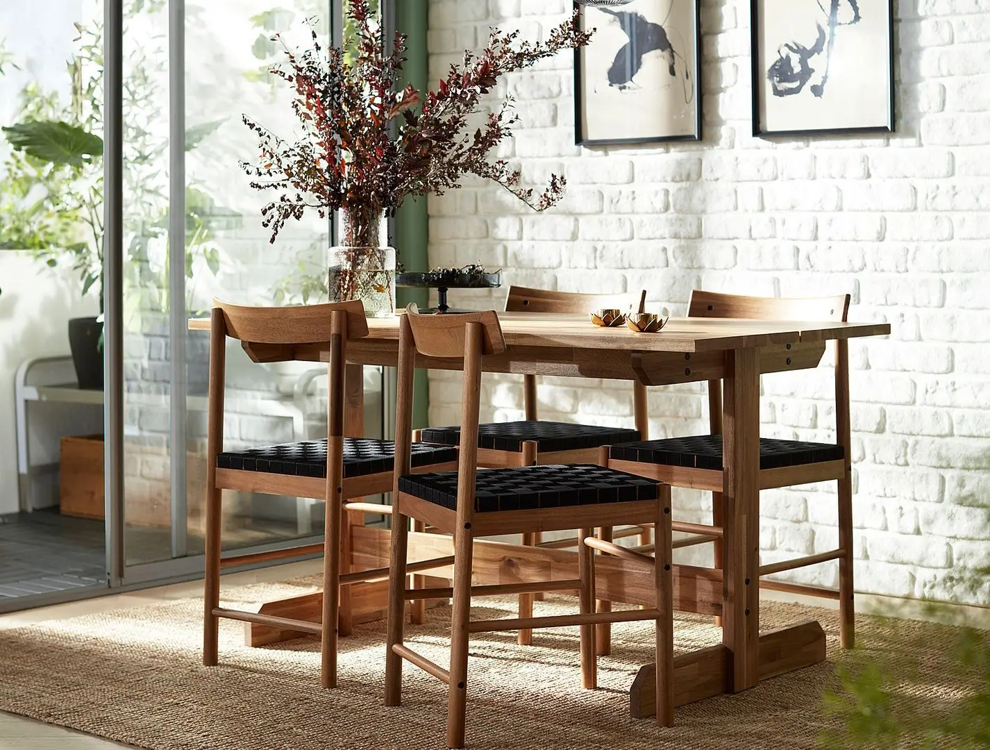 Обеденный набор Ikea Nackanas 140см 1+4 (Акация)