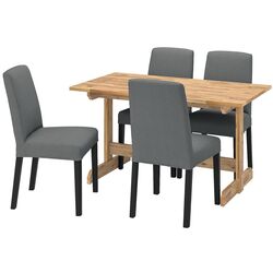 Set masa scaune Ikea Nackanas/Bergmund/Nykvarn 140cm 1+4 (Acacia/Negru/Gri) Thumb