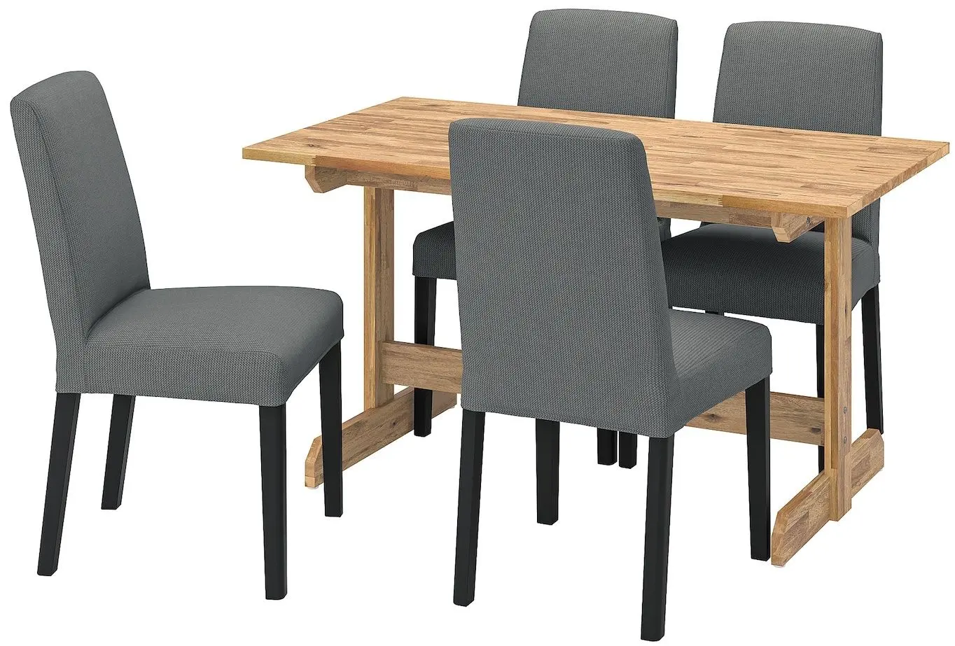 Set masa scaune Ikea Nackanas/Bergmund/Nykvarn 140cm 1+4 (Acacia/Negru/Gri)