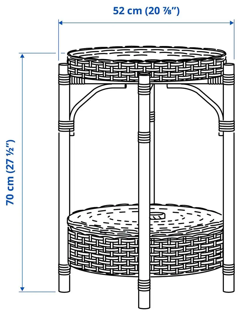 Masa pentru reviste Ikea Tolkning lucrat manual 52cm (Natural)
