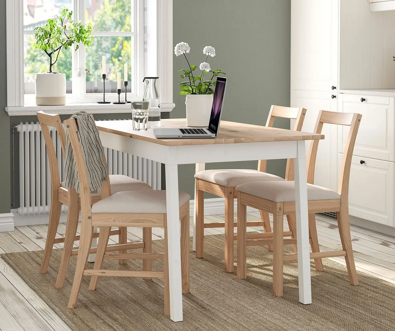 Set masa scaune Ikea Pinntorp/Katorp 125cm 1+4 (Maro deschis/Alb)