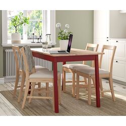 Set masa scaune Ikea Pinntorp/Katorp 125cm 1+4 (Maro deschis/Rosu)